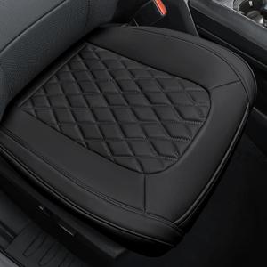 2PCS Car Seat Covers Bottom Luxury Leather Front Seat Cover Bottom Car Driving Passenger Seats Full Wraped, Non-Slip Protector Cushions for Large Picks, SUVs, Vans (D1-Black)
