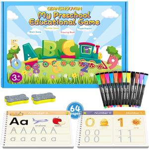 QianShouYan Preschool Learning Activities - Tracing Books for Kids Ages 3-5 - Toddler Handwriting Practice - Letter Tracing for Kids Preschool Kindergarten Workbooks 3-4, 4-5 - Learning Books for 3-4 Year Olds
