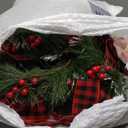 Crowye 18 Pcs Small Mini Christmas Cabinets Wreaths for Kitchen with Ribbon 10'' Hanging Artificial Green Leaves Decor Berry for Window Front Door Kitchen Wall Decor (Red and Black)