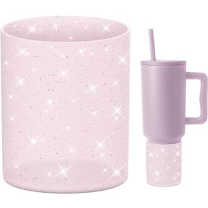 2 x Silicone Boot Compatible with Sinple Midern 24/30/40 oz Tumbler with Handle/Trek Pivot, Protective Anti-Scratch Bottle Bottom Sleeve Cover Compatible with Sinple Midern Tumbler (Bling Lavender Mist)