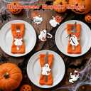 Halloween Napkin Rings Set of 8, Spooky Napkin Ring Holders Pumpkin Witch Hat Ghost Alloy Napkin Ring Buckle for Halloween Party Kitchen Dinner Table Decorations