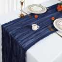 6 Pack Navy Blue Cheesecloth Table Runner 10Ft Gauze Cheese Cloth Table Runner 35x120 Inch Boho Sheer Rustic Fabric for Holiday Party Decor Baby Shower Wedding Home Decorations