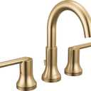 Delta Trinsic Brushed Gold Bathroom Faucet 3 Hole, 8 Inch Widespread Bathroom Sink Faucet for Vanity, Metal Push-Pop Drain Assembly, Champagne Bronze 3559-CZMPU-DST