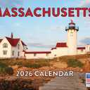 Massachusetts Calendar 2026 Wall 12 Month Monthly MA Scenic Souvenirs Themed Gifts | American Made In The USA