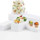 Sintuff 5 Pcs Buffet Risers and Display Stand 8" 9" 10" 11" 12" Large Acrylic Dessert Cupcake Table Stand Set White Food Display Cube for Jewelry Figure Show Decor Box Nesting Riser with Hollow Bottom