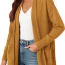 PRETTYGARDEN Long Cardigan Sweaters for Women Winter Clothing 2026 Fall Knitted Open Front Cozy Sweater with Pockets (L)