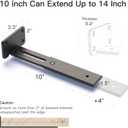 LEOPO Slidable T Shelf Brackets 10 Inch 6 Pack, 1/5" Thick, Matte Black