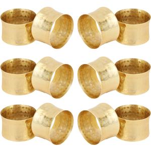 ITOS365 Gold Napkin Rings Set of 12, Handmade Hammered Metal Napkin Ring Holders for Dining Table, Wedding, Parties & Everyday Table Decor