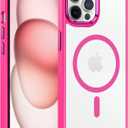 FNTCASE for iPhone 12 Pro Max Case: [Compatible with Magsafe] Translucent Matte Magnetic Phone Cover - Military Grade Drop Protection Shockproof Protective Cases - Hot Pink