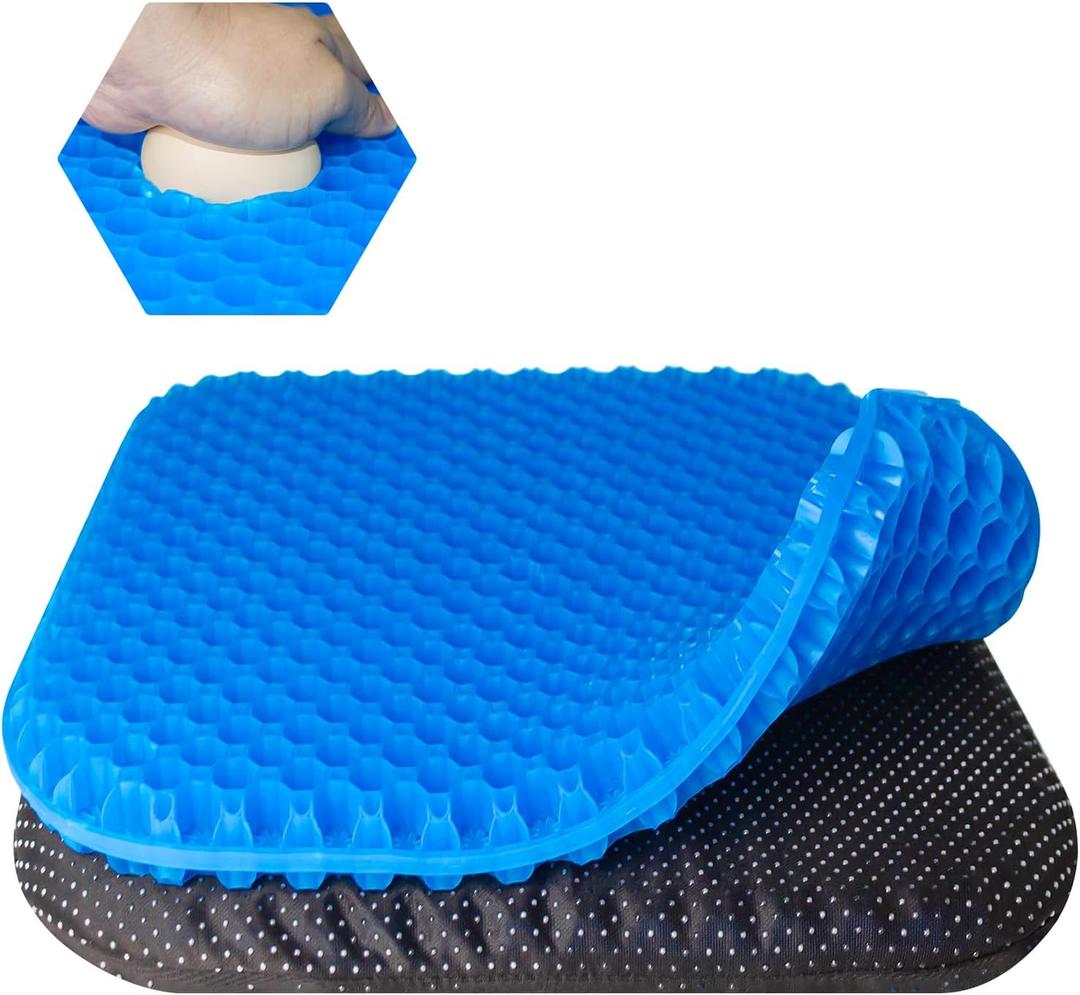EVEME Gel Seat Cushion for Long Sitting with Non-Slip Cover,Cooling seat Cushion,Breathable Honeycomb Design Absorbs Pressure Points,for Office Chair, Home Car seat,Wheelchair