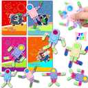 28 Pack Valentines Day Gifts for Kids Astronaut Finger Spinners Toys with Valentines Cards for Boys Girls, School Class Classroom Gifts Prizes Exchange Party Favors