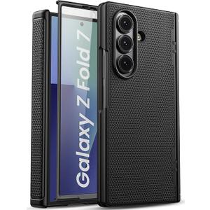 for Samsung Galaxy Z Fold 7 Case with Hinge Protection & Screen Protector, Slim Fit Design Hard PC Shockproof 360° Full Body Protective Phone Cover Case for Galaxy Z Fold 7 2025, Black