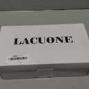 LACUONE Strappy Heels for women Block Heels Square Toe Chunky Ankle Buckle Pump Heeled Sandals (10, Silver)