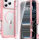 Diaclara Magnetic Designed for iPhone 17 Pro Max Case Full Body Bumper,[Compatible with MagSafe] Military Drop Proof Cover with Built-in Touch Sensitive Anti-Scratch Screen Protector, Pink