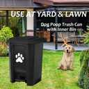 Tebiete Dog Poop Trash Can Outdoors Pet Waste Station with Lid Dog Waste Disposal Container with Removable Inner Bin Bucket Hands-Free Pedal Garden Yard Home with 5Rolls Waste Bags, Black