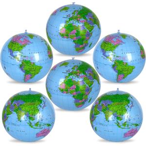 Coopay 6 Pack Inflatable Globe PVC World Globe Inflatable Earth Beach Ball Swimming Pool Ball Birthday Beach Party Decoration Summer Water Games Gifts for Beach Playing or Teaching