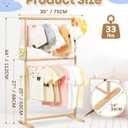 Bamboo Kids Clothing Rack with Dual Poles, Child Dress Up Rack, Clothing OrganizerRack, Small Garment Rack, Perfect for Costumes and Accessories (Natural Color)