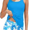 Girls Swimsuit Solid Color Girls Tankini Swimsuit with Shorts Criss Cross Back Adjustable Straps Bathing Suit 7-18T