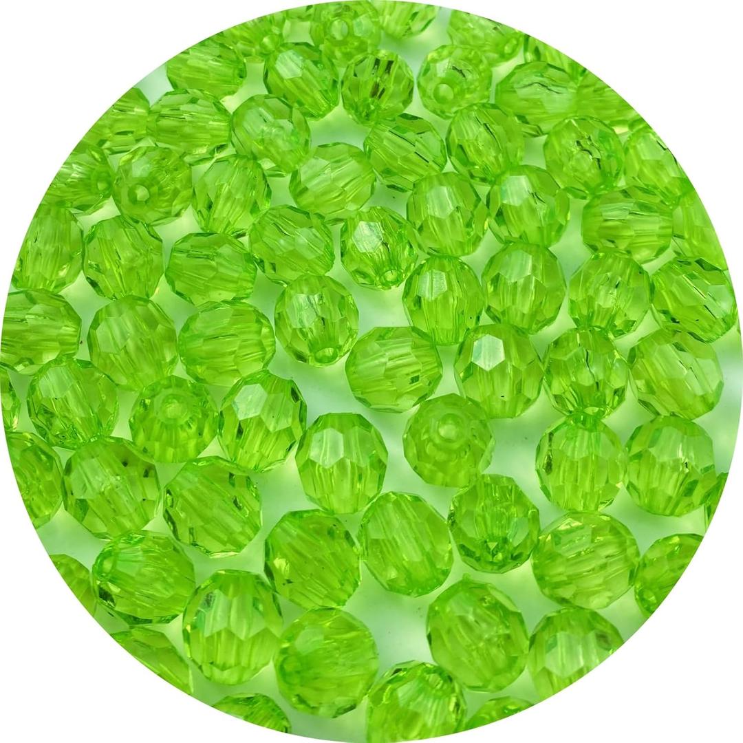 800pcs 6mm Acrylic Round Crystal Faceted Beads for Crafts Spacer Beads for Jewelry Making Necklaces Bracelets Earrings DIY Decoration(Light Green)