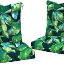 LVTXIII 2 Pack Outdoor Rocking Chair Cushion Set, Patio Fade and Water Resistant Tufted Seat Cushions with Ties for Rocking Chairs Use, 38x17x3, Hanalei Lagoon