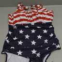 Century Star Tummy Control One Piece Swimsuit for Women Vintage Bathing Suits Ruched Swimwear (X-Large, American Flag)