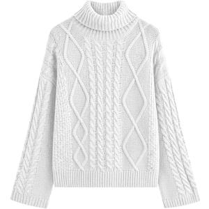 PRETTYGARDEN Fall Sweaters for Women 2025 Oversized Chunky Cable Knit Turtleneck Long Sleeve Winter Pullover Sweater Tops