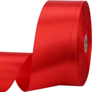 1-1/2 inches 50 Yard Red Satin Ribbon for Gift Wrapping, Wedding, Crafts, Christmas,Easter, Floral, Hair, Invitation Decorations and More