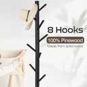 WANGMUXIA Coat Rack, Freestanding Coat Rack with 8 Hooks and 3 Adjustable Size Tree Coat Racks for Bedroom, Hallway, Entrance, Office, for Hats, Coats, Scarves, Handbags