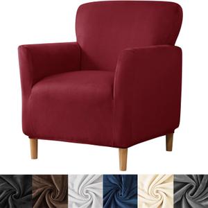 HFCNMY Banquet Armchair Slipcover,Stretch Velvet Armchair Cover Soft Chair Covers with Arms for Living Room Furniture Protector Red