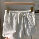 Comfortcana Women Solid Color Waist Tie Pocket Relaxed Casual Shorts, SIZE M