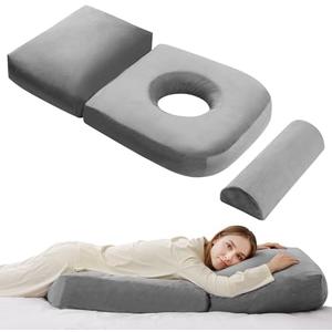 Pregnancy Pillows for Sleeping, 44.5 Inch Pregnancy Massage Pillow Full Body Pillow with Leg Pillow & Removable Cover - Support for Back, Legs, Belly, HIPS for Pregnant Women (Dark Grey)