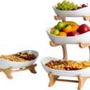 ArvalG, 3 tier fruit basket for counter, and single-tier fruit basket. Kitchen countertop organizer,bamboo frame,plastic basket.Fruit bowls for the kitchen.Fruit and vegetable storage.fruit bowl.