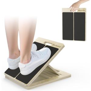 Portable Wooden Slant Board for Calf Stretching Squats Calf Stretcher Pilates Physical Therapy Equipment Adjustable Incline Board for Knees Ankle Heel Feet Leg