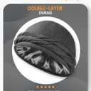 BEACE Silk Satin Lined Pre-Tied Turban Durag Head Wrap for Men & Women, Halo Turban Skull Cap Bonnet Hair Cover for Sleeping (0, Black/Dark Gray)