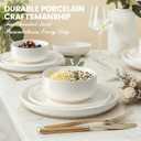 Plates and Bowls Sets, Dinnerware Sets for 4, 12 Pieces Scratch Resistant Dishware Dishes Set, Ceramic Kitchen Dinner Set, Porcelain & Microwave and Dishwasher Safe, Cream White