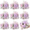 Lyrow Artificial Peony Flowers Fake Peony Silk Hydrangea Bouquet Elegant Flowers for Wedding Decoration Faux Realistic Floral for Home Party Centerpieces Arrangement(Light Purple,8 Pcs)