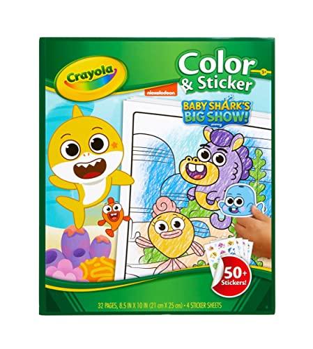 Crayola Baby Shark Coloring Pages and Stickers, Gift for Kids, Ages 3, 4, 5, 6 Color & Sticker