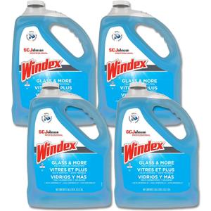 Windex Glass & Multi-Surface Cleaner, 128 Oz Bottle, Case Of 4