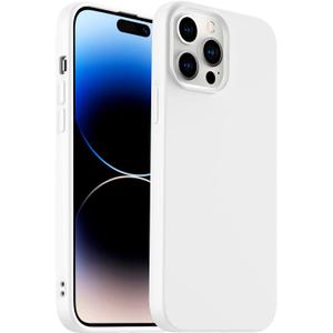 Designed for iPhone 14 Pro Max Case, Silicone Ultra Slim Shockproof Phone Case with Soft Anti-Scratch Microfiber Lining, [Enhanced Camera Protection] 6.7 inch (White)