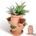 Abaodam Strawberry Planter Garden Tower with 6 Pocket Terracotta Pot Vertical Garden Planters Pot Versatile Flower Container for Home Patio Balconies Gardening