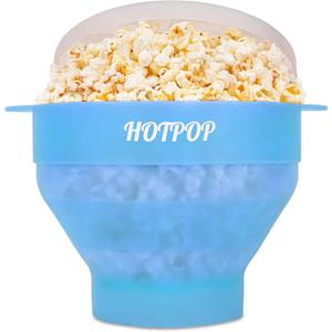 The Original Hotpop Microwave Popcorn Popper, Silicone Popcorn Make (Transparent Fresh Mint)