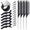 23 Pieces Hair Braiding Tools Set, Magnetic Wrist Pin Holder, Sectioning Clips, Rat Tail Combs, Hair Parting Rings for Braiding (Black)