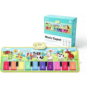 Toddler Toys Farm Animals Piano Mat, Baby Musical Floor Carpet Play mat for Kids,Sensory Educational Learning Dancing Keyboard,Touch Blanket Xmas Christmas Birthday Gift for 1-5 Year Old Girl boy