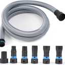 10FT Shop Vac Hose Power Tool Kit, 2-1/4" Dust Collector Hose Connection, 6 Expanded Multi-Brand Vacuum Hose Adapters, for Home & Shop Vacuum System, for Shop Vacuums, Table Saw, Sander, and More