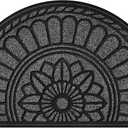 Mibao Half Round Door Mat, 23.5"x35.5", Gray, Non-Slip Welcome Entrance