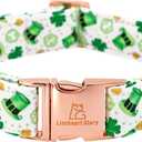 Lionheart glory St. Patrick's Day Dog Collar, Clover Green Dog Collars for Large Dogs Spring Pet Collar Adjustable Heavy-Duty Puppy Collars Pet Gift