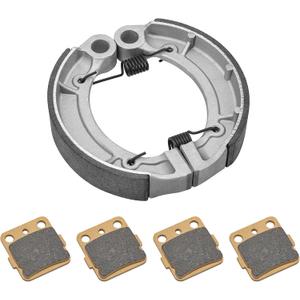 Semi-Metallic-Pro Front Brake Pads & Rear Brake Shoes for Yamaha Grizzly 350 Bruin 250 350 Big Bear 250 2004-2014 Big Bear 400 2005-2006 Wolverine 350 2006-2009 Kodiak 400 2003-2004