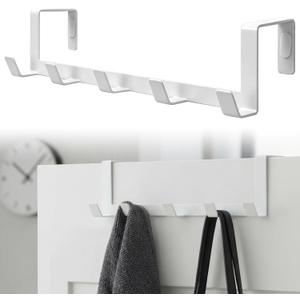 Chumia Over The Door Hooks, Door Hanger Hooks for Hanging, Fits 1-3/8" Doors, Coat Rack Dorm Essentials, Bathroom Accessories and Towel Organizer Holder, White