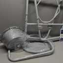 Drive Medical 11148-1 Folding Steel Bedside Commode Chair, Portable Toilet, Supports Individuals Weighing Up To 350 Lbs, with 7.5 Qt. Bucket and 13.5 Inch Seat, Grey