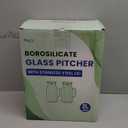 Netany 2 Pack 2 Liters/68 oz Square Glass Pitcher with Lid and Handle for Fridge, Iced Tea and Coffee Carafe Beverage Serveware, Heat Resistant Borosilicate Water Jug for Hot/Cold Drinks and Milk